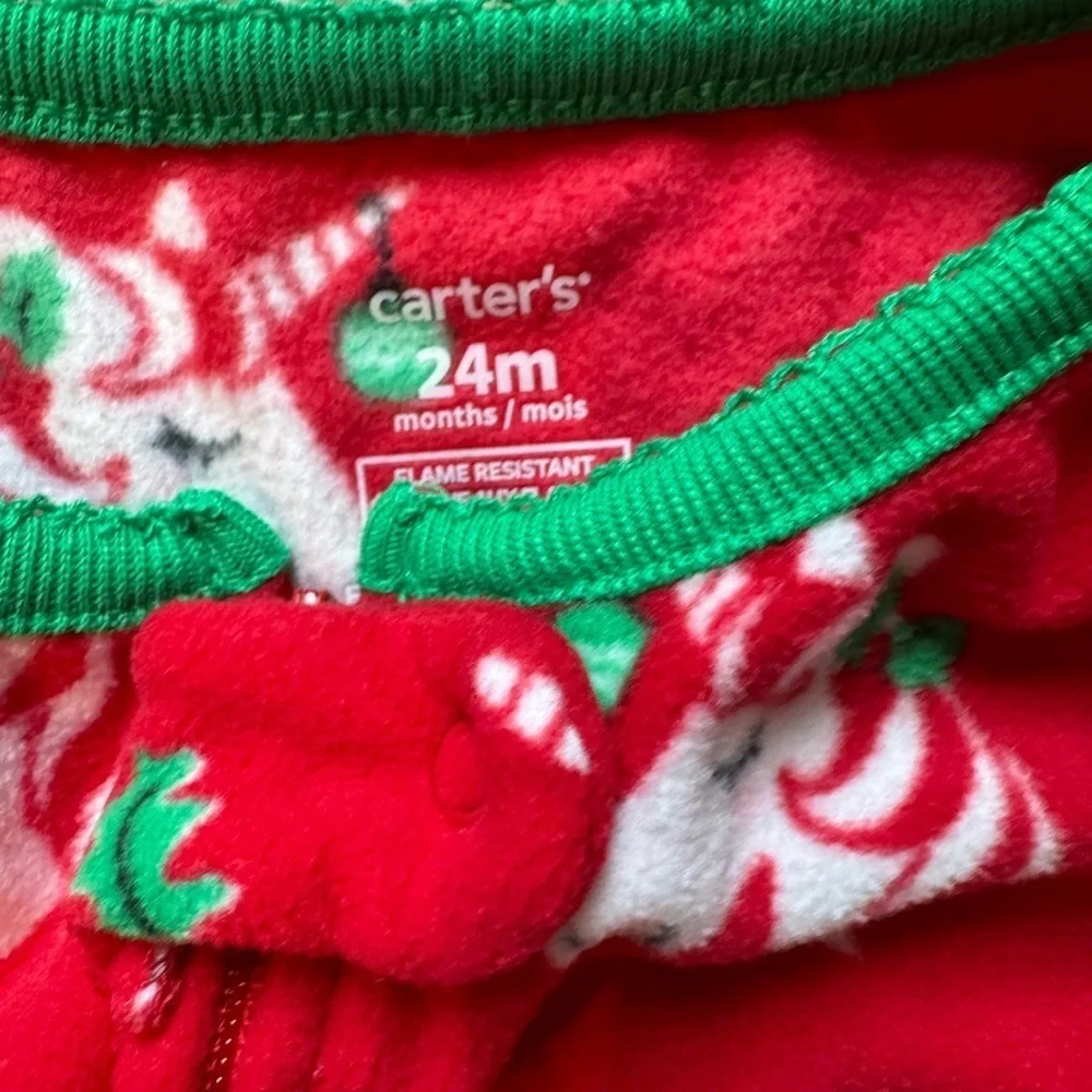 Carter’s Christmas Unicorn Fleece Pajamas Footed pajamas red holiday - 24 Months